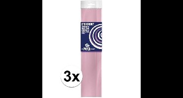 Crepe papier platte vellen - 3x - lichtroze - 250 x 50 cm - Knutselen met papier - Knutselspullen