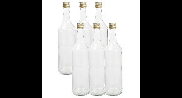 Decoratie flesjes - 12x - 1000 ml/1ltr met dop 8,5 x 31 cm - DIY glazen - cadeau