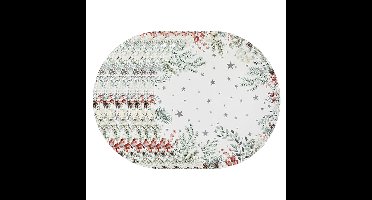 Diner/Kerstdiner onderborden - 6x - kerstprint - rond - D33 cm - multifunctioneel