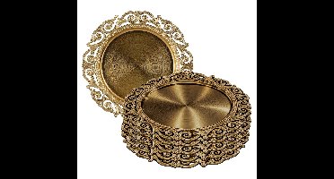 Diner/kerstdiner onderborden - 6x st - goud - D32,5 x H2 cm - gerecycled plastic - rond