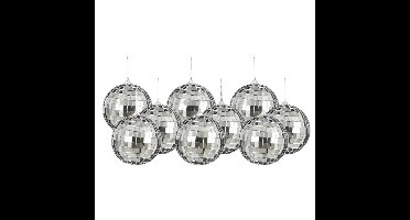 Disco kerstballen - 9x stuks - zilver - 8 cm - foam - spiegelbol/discobol