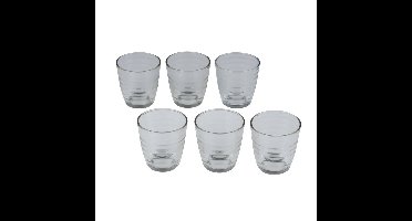 Drinkglazen - 12x st - transparant - 225 ml - glas - ribbels - waterglazen - glazen
