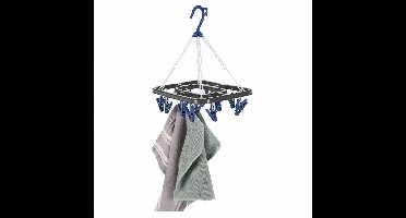 Droogcarrousel / droogmolen - grijs / blauw - met 18 knijpers - 24 x 31 cm - kunststof