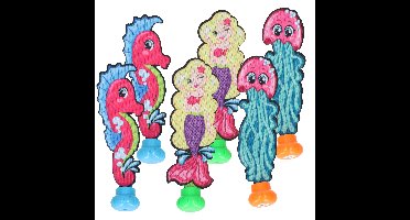 Duikspeelgoed zwembad - set van 6x - zee figuren - zeepaardje/zeemeermin/kwal - kunststof - vakantie