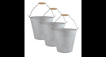 Esschert Design Zinken emmer - 3x stuks - 9,5 liter - bloempot/plantenpot