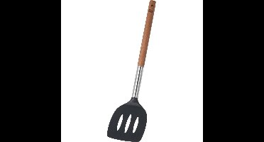 Excellent Houseware Bakspatel/bakspaan - zwart kunststof/acacia hout - 34 cm