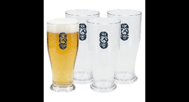 Excellent Houseware Bierglas - 8x - 520 ml - onbreekbaar kunststof - herbruikbaar