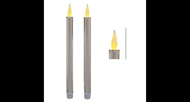 Feeric lights LED dinerkaarsen - met zilveren glitters - 27 cm - dunne kaarsen - kerststukje