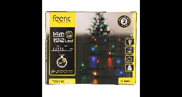 Feestverlichting - gekleurd - 14 meter - 192 led lampjes - zwart snoer - op batterijen