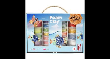 Foam clay klei pakket - 28 potjes - gekleurd - glitter boetseerklei - zelfhardend