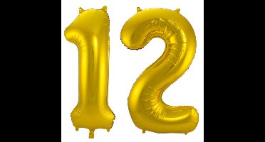 Folat Folie ballonnen - 12 jaar cijfer - goud - 86 cm - leeftijd feestartikelen - versiering