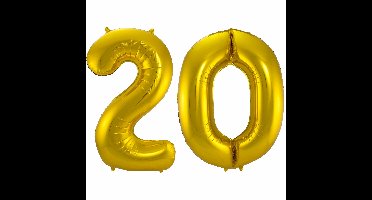 Folat Folie ballonnen - 20 jaar cijfer - goud - 86 cm - leeftijd feestartikelen - versiering