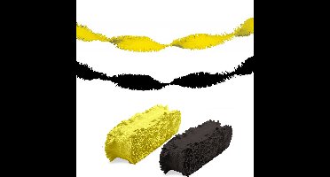 Folat versiering feest slingers - combi set - geel en zwart - 24 meter - crepe papier
