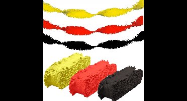 Folat versiering feest slingers - combi set - rood - zwart - geel - 24 meter - crepe papier