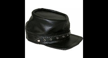 Funny Fashion Biker / rocker verkleed pet - kunstleer - zwart - volwassenen - hoeden