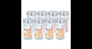 Glazen luxe voorraadpot/voorraadbus 1500 ml - 8x stuks - 1,5 liter - 22 cm - Voorraadbussen