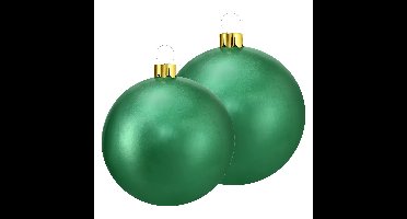 Grote opblaasbare decoratie kerstballen - 2x st - 45 en 65 cm - groen