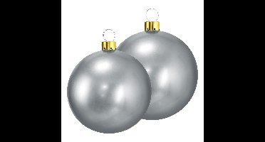 Grote opblaasbare decoratie kerstballen - 2x st - 45 en 65 cm - zilver