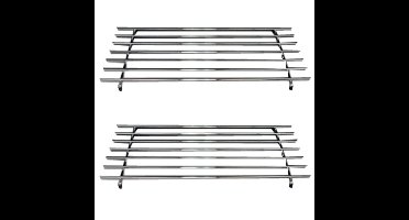 Grote pannen onderzetter - 2x - 56 x 26 cm - metaal/chroom - pannenonderzetters