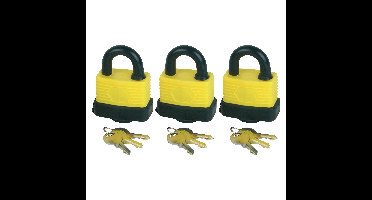 Hangslot met 3 sleutels - 3x - 50 mm - messing - waterdicht - kofferslot