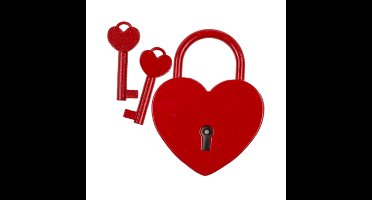 Hangslot Valentijnsdag - Liefde hartje thema slotje - rood - 6 cm