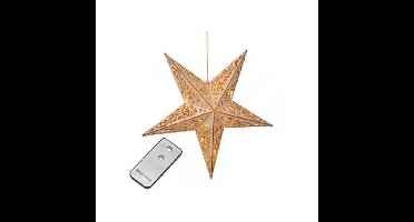 HI verlichte kerststerren - hout - 40 cm - hangdecoraties - kerstdecoratie - kerstversiering