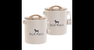 Hondenvoedsel Bewaarblik / voorraadblik - 2x - beige - Hondensnoepjes / Hondenbrokken - 8 liter