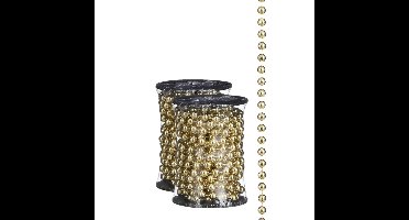 House of Seasons kralenslingers - 2x stuks - kerstboom slingers - guirlandes - goud - 500 cm