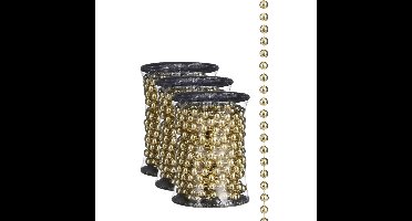 House of Seasons kralenslingers - 3x stuks - kerstboom slingers - guirlandes - goud - 500 cm