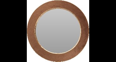 H&S Collection Spiegel Algarve - bruin - rond - vilt/staal - D60 cm - wandspiegel