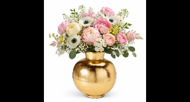 H&S Collection Vaas Dubai - goud - H28 x D23 cm - metaal - bloemenvaas