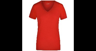 James & Nicholson t-shirt v-hals - dames - rood - stretch - korte mouwen
