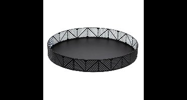 Kaarsen dienblad/kaarsenplateau - zwart - rond - D29,5 cm - metaal - met sierrand