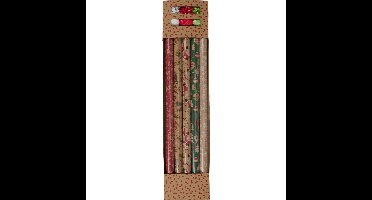 Kerst inpakpapier/cadeaupapier set - 11-delig - 200 x 70 cm - kerstprint - inpakken