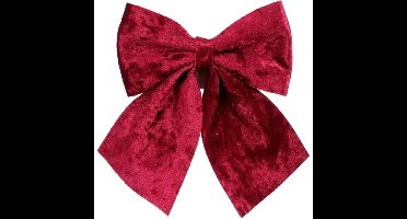 Kerst strik ornament - donkerrood - 20 x 24 cm - polyester fluweel - kerststrik - kerstversiering