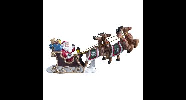 Kerstdorp figuurtje/kerstbeeldje - kerstman in slee - 14,5 cm