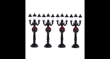 Kerstdorp straatlantaarns/lantaarnpalen - 4x stuks - H10 cm -met licht