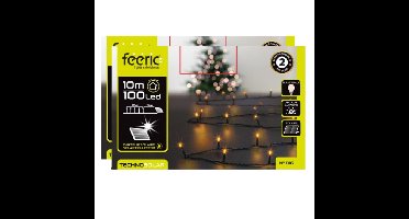 Kerstverlichting - 2x - warm wit - 10 meter - 100 led lampjes - zwart snoer - solar