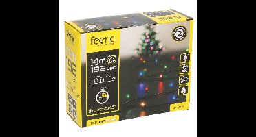 Kerstverlichting - gekleurd - 14 meter - 192 led lampjes - zwart snoer - op batterijen