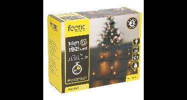 Kerstverlichting - warm wit - 14 meter - 192 led lampjes - zwart snoer - op batterijen