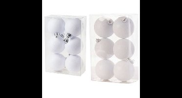 Kerstversiering set glitter kerstballen wit 6 - 8 cm - pakket van 30x stuks