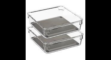 Keuken lade organizer bakje - Set van 2x stuks - 1-vaks - Tidy Smart serie - kunststof - 16 x 16 x 4