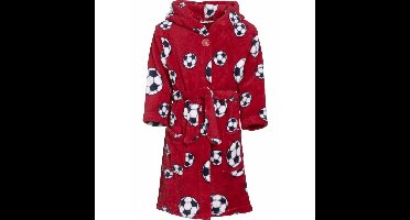 Kinder badjas/ochtendjas met voetbal print - rood - polyester