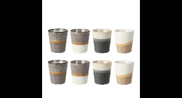 Koffiemok - 8x - Steen - glans afwerking - 200ml - H8 x D7,5 cm