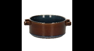 Kommetjes/schaaltjes voor dessert/soep/ontbijt - Porselein - D13 x 5.5 cm - blauw/bruin