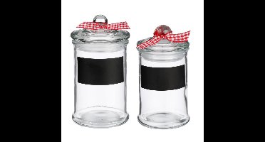 Kruidenpotjes/voorraadpotjes set met krijtvlak - 2x stuks - 120 ml en 350 ml