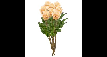 Kunstbloem en boeket Roos Bud - 8x - 58 cm - licht geel - Kunst zijdebloemen