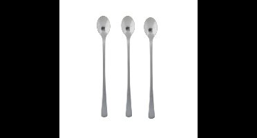 Lange Koffielepels/dessertlepels - 3x - zilver - RVS - 22 cm - latte macchiato/sorbet lepels