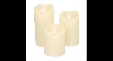 LED kaarsen/stompkaarsen - set van 3x - creme wit - wax - met timer