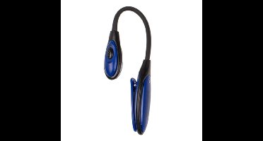 LED Leeslamp met klem - blauw - 16 cm - incl. batterijen - 2 leds - boek lezen verlichting